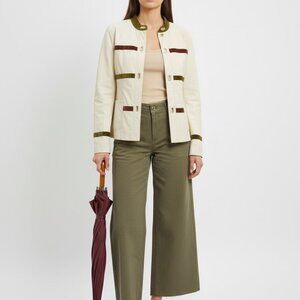 Tory Burch Women’s Cadyn Barn Jacket Natural Canvas Tone Size S